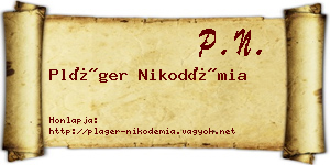 Pláger Nikodémia névjegykártya